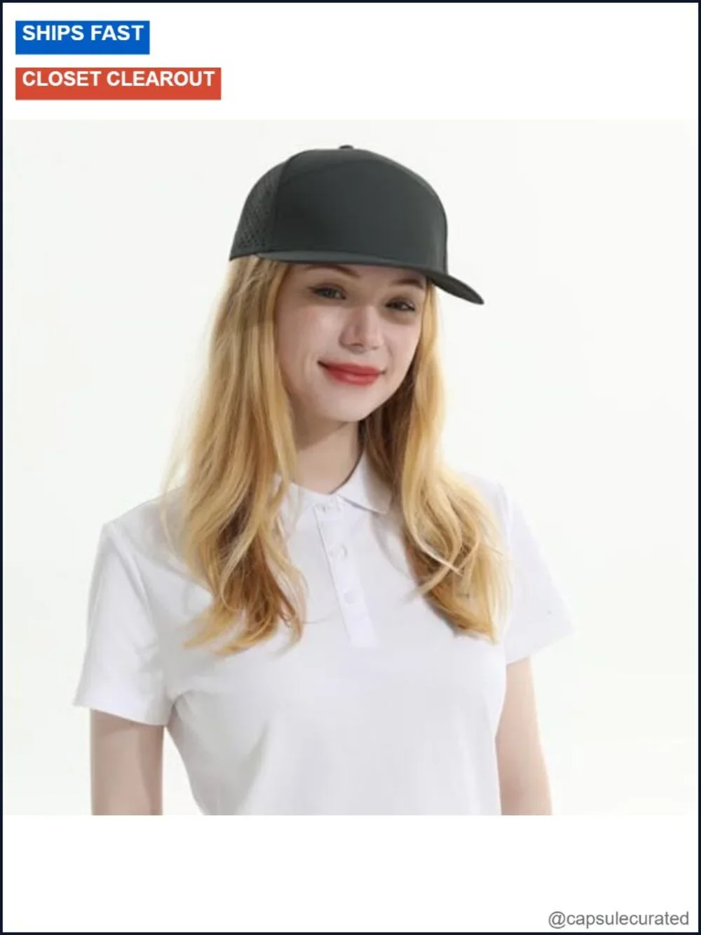 Quick Dry Baseball Cap Flat Brim Snapback Golf Hat 7 Panel Trucker